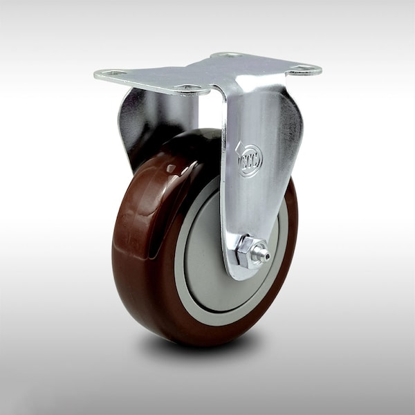 4 Inch SS Maroon Polyurethane Wheel Rigid Top Plate Caster